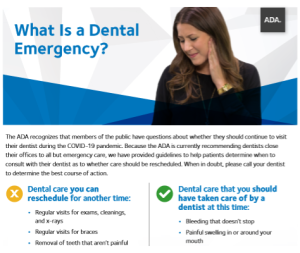 ADA Flyer image: What Is a Dental Emergency?